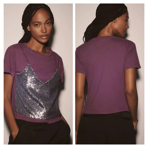 NWT Le Superbe Birdie Sequin Tee - Picture 3 of 5